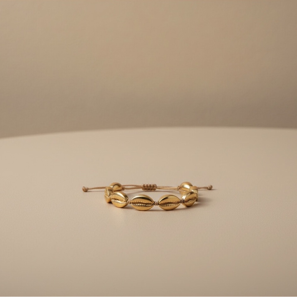 Plunder Gold Cowrie Shell Cord Bracelet